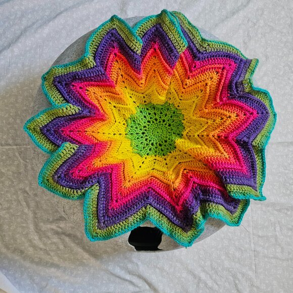 New Vivid Multi Color - Crochet Pet Blanket - Picture 2 of 2